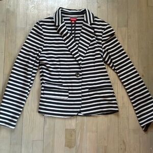 Merona Black and Grey Striped Blazer, Women’s Medium, Preppy Academia Button-Up